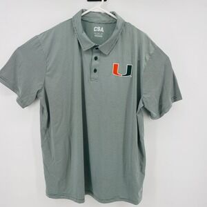 Striped University of Miami CSA Polo Shirt Green New Mens XL